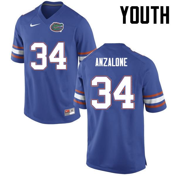 NCAA Florida Gators Alex Anzalone Youth #34 Nike Blue Stitched Authentic College Football Jersey BCR8064HG